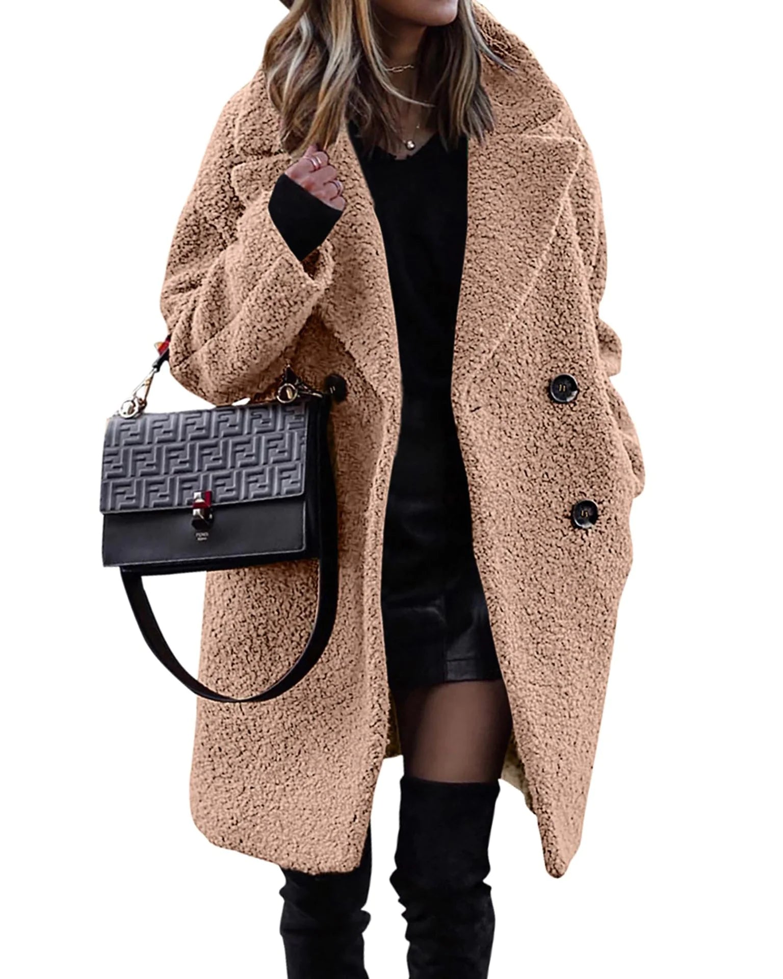 Women's Mid-Length Polar Fleece Winter Coat
