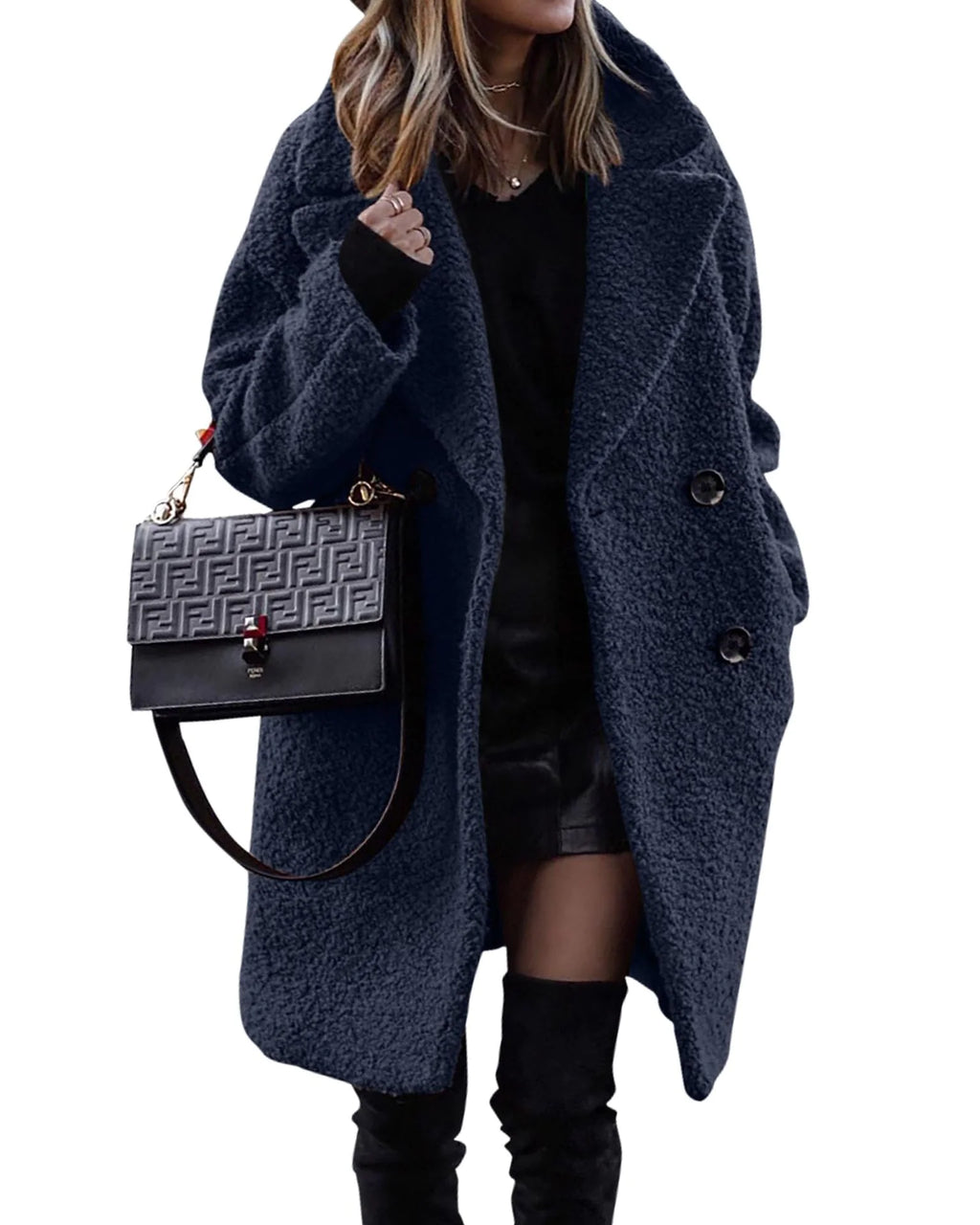 Women's Mid-Length Polar Fleece Winter Coat