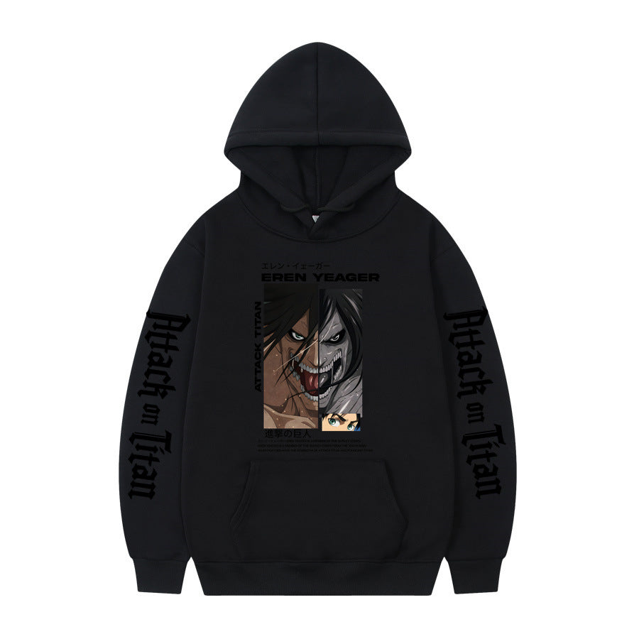 Attack On Titan Ackerman Korean anime sweatshirt hoodie-black letters on sleeves