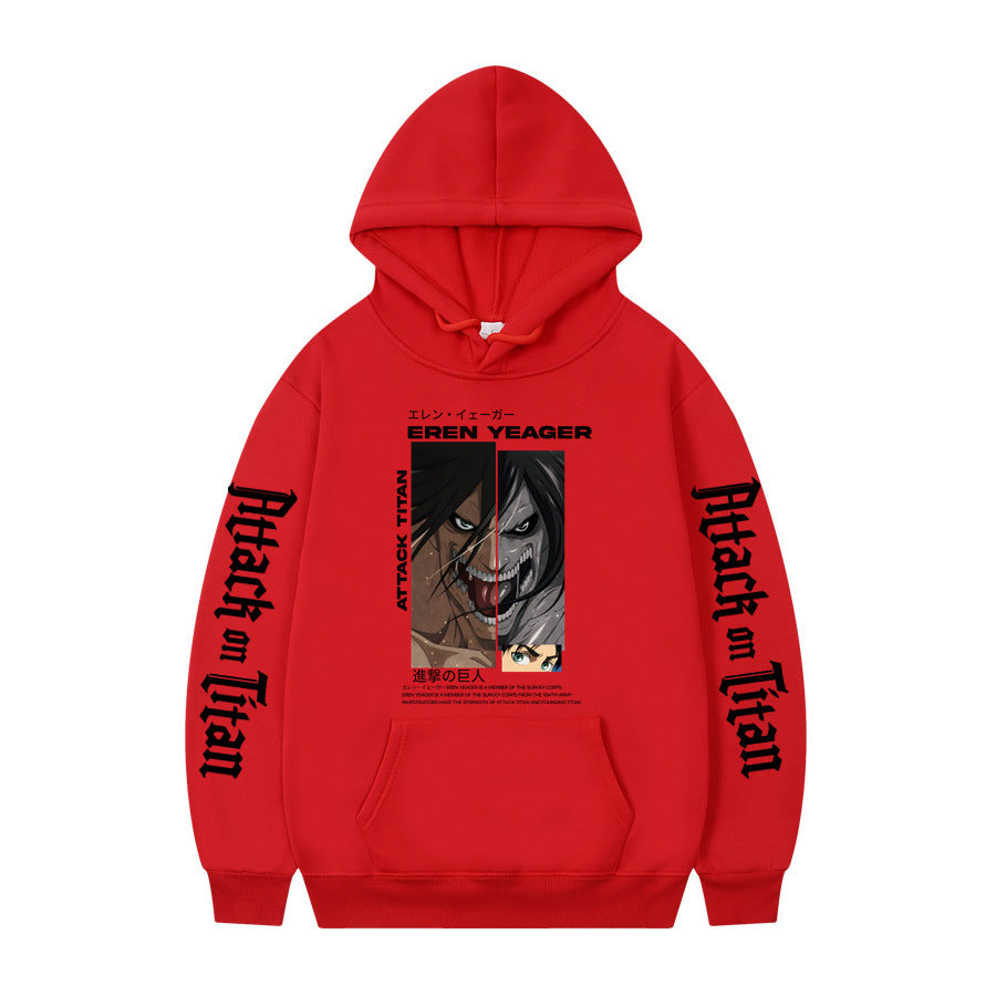 Attack On Titan Ackerman Korean anime sweatshirt hoodie-black letters on sleeves