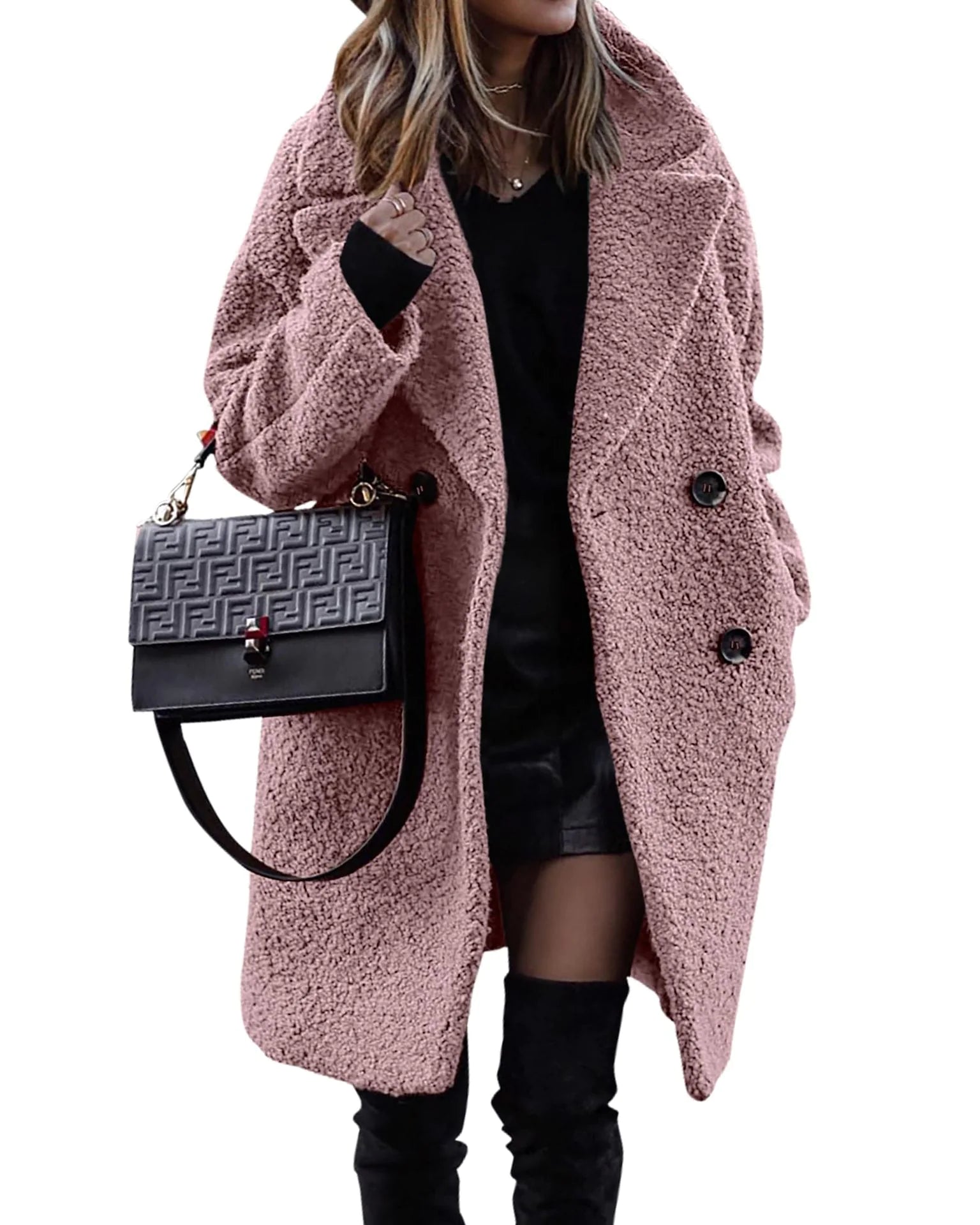 Women's Mid-Length Polar Fleece Winter Coat