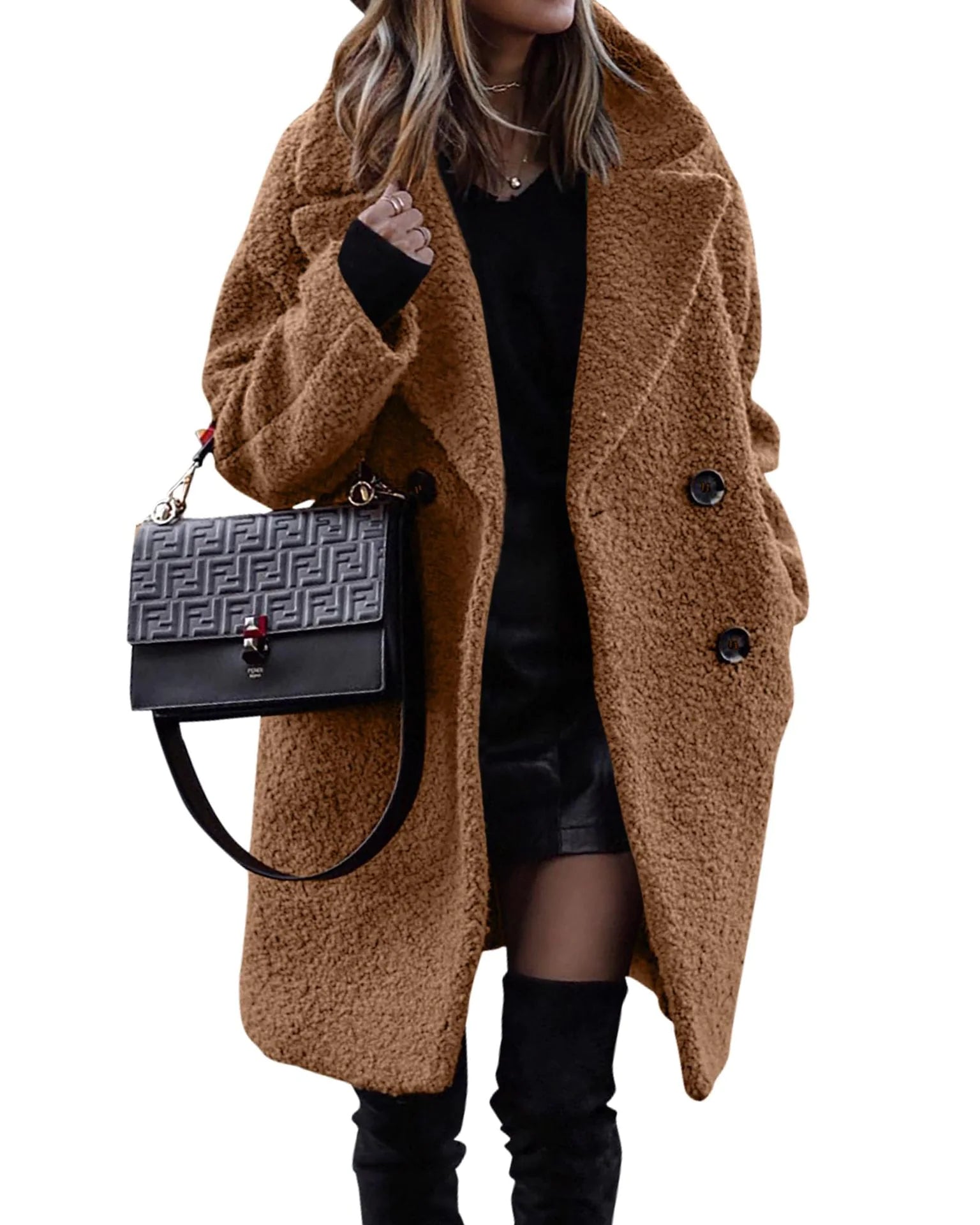 Women's Mid-Length Polar Fleece Winter Coat