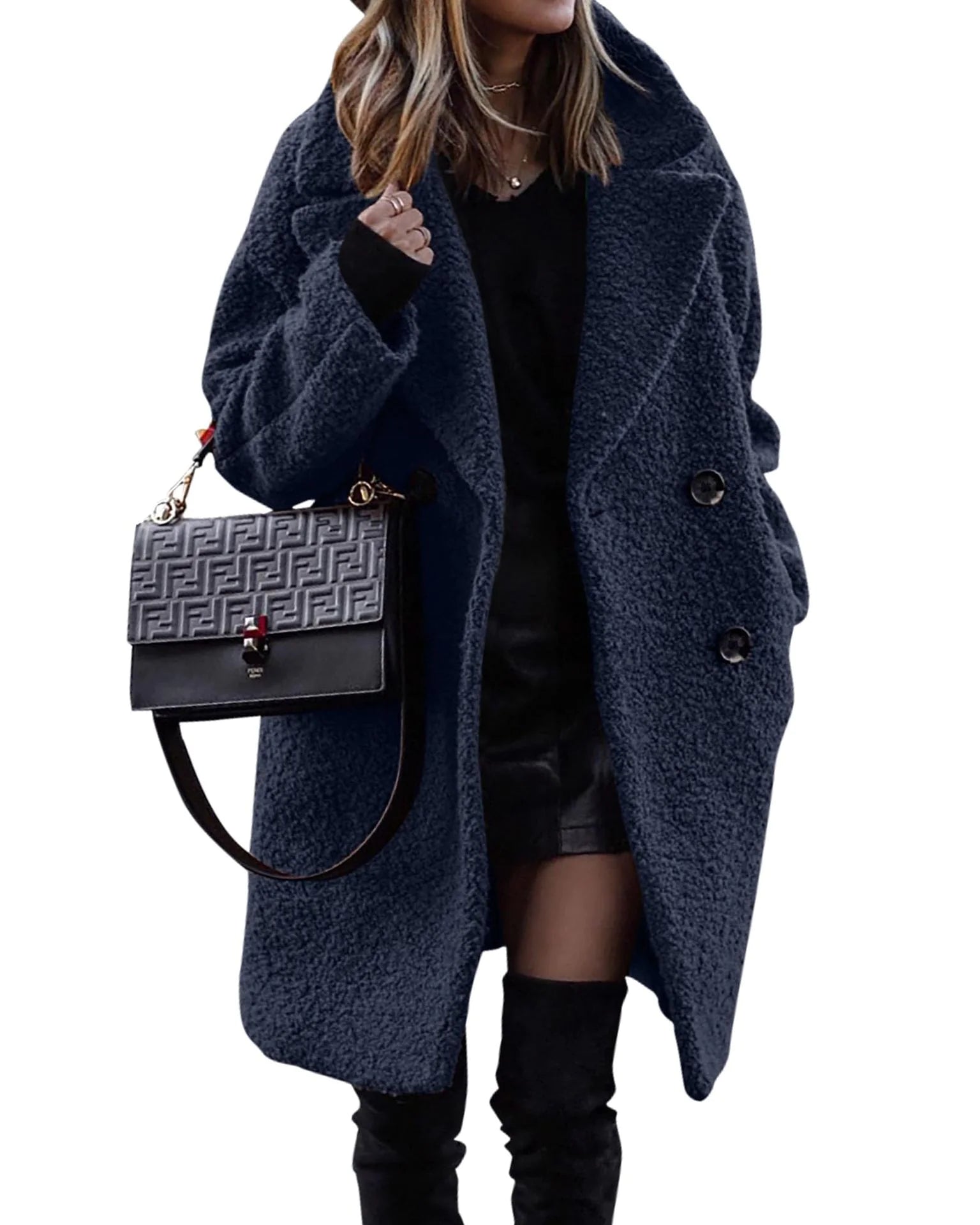 Women's Mid-Length Polar Fleece Winter Coat