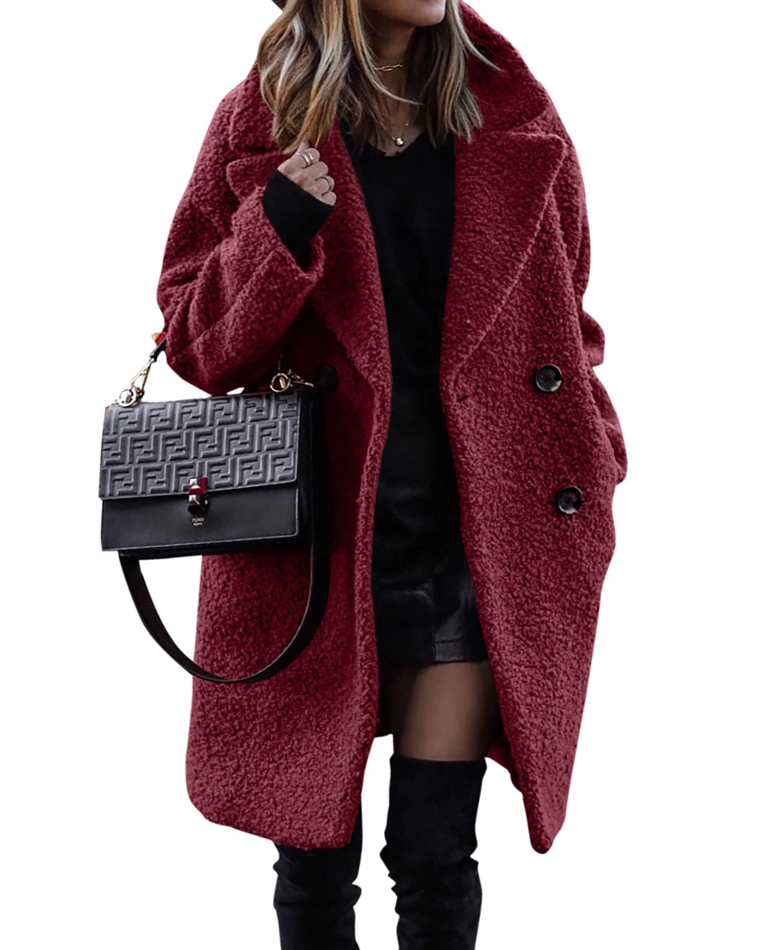 Women's Mid-Length Polar Fleece Winter Coat