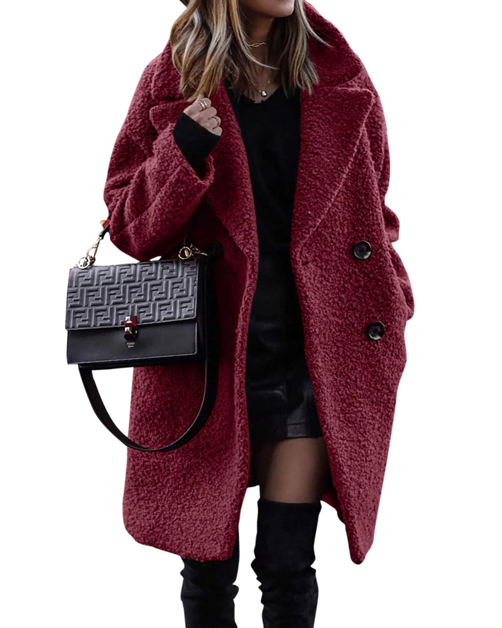 Women's Mid-Length Polar Fleece Winter Coat